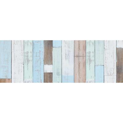 Plakfolie houten planken - blauw/bruin - 45cm x 2m - zelfklevend - Decoratiefolie - Meubelfo