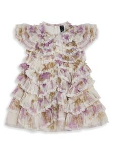 NEEDLE & THREAD KIDS robe Wisteria à volants - Rose