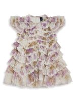 NEEDLE & THREAD KIDS robe Wisteria à volants - Rose