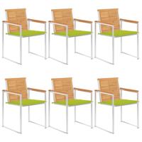 Tuinstoelen 6 st met kussens massief teakhout