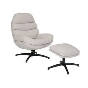 Bronx71 Draaifauteuil met hocker Palma linnen off white