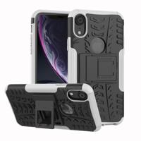 Tire Texture TPU+PC Shockproof Case for iPhone XR with Holder (White)