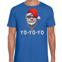 Gangster / rapper Santa fout Kerstshirt / outfit blauw voor heren