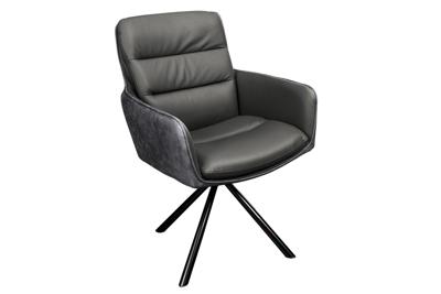 Draaistoel GEORGE 360° met armleuningen echt leer en microvezel grijs - 44219