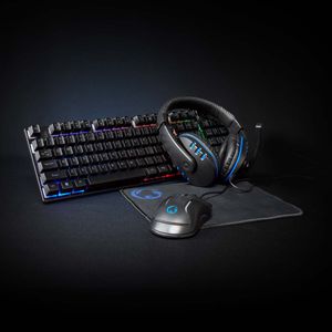 Nedis Gaming Combo Kit | 5-in-1 | Toetsenbord, Koptelefoon, Muis en Muismat | Zwart | QWERTY | US Internationaal - GCK51110BKUS