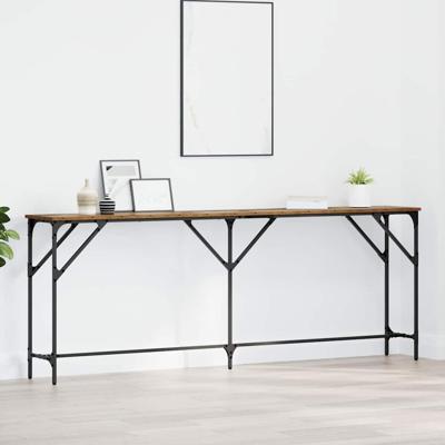Wandtafel Oud Hout 200 x 29 x 75 cm Gelaagd hout en metaal