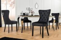 Chesterfield Stoel CASTLE Zwart fluweel massief houten decoratieve klinknagels met comfortabel handvat - 44587