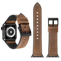 Crazy Horse textuur TPU + roestvrijstaal horloge band voor Apple horloge serie 4 44mm (bruin)