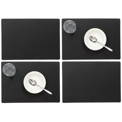 Set van 4x stuks stevige luxe Tafel placemats Zafiro zwart 30 x 43 cm