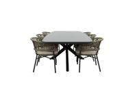 Qopps Vakio tuintafel met 6 Elysia tuinstoel antraciet frame