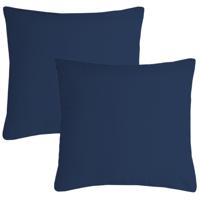Stof Textile sierkussen Nelson - 2x - donkerblauw - 40 x 40 cm - bank kussens - polyester