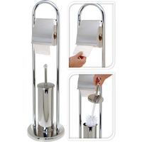 Toiletrol en wc-borstel houder glans RVS 80 cm - thumbnail