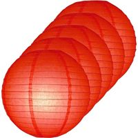 5x Luxe bol lampionnen rood 25 cm
