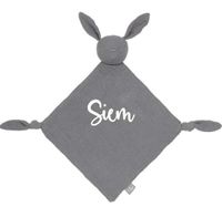 ''Jollein'' speendoekje Bunny Ears -storm grey (met naam) - thumbnail