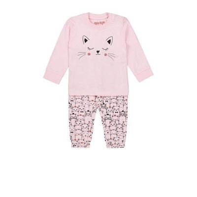 Dirkje pyjama met printopdruk roze/zwart