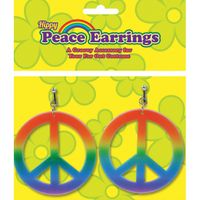 Carnaval Sixties/Hippie/Flower Power Peace oorbellen - thumbnail