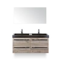 Seville Badmeubelset 120 cm - 4 laden Craft Oak - Wastafel Lucca Dubbel - met Spiegel