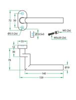 Gatdeel TESSA II gekropt rvs mat 8mm ovaal rozet