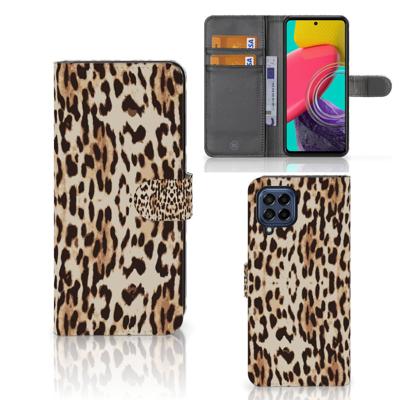 Samsung Galaxy M53 | Telefoonhoesje | Met pasjeshouder | Leopard