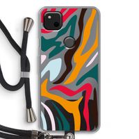 Colored Zebra: Pixel 4a Transparant Hoesje met koord