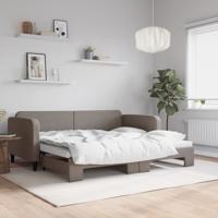 Slaapbank met onderschuifbed 90x200 cm stof taupe