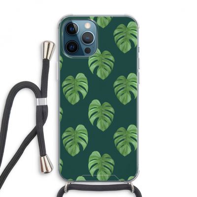Monstera leaves: iPhone 12 Pro Max Transparant Hoesje met koord
