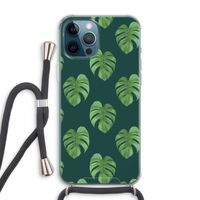Monstera leaves: iPhone 12 Pro Max Transparant Hoesje met koord