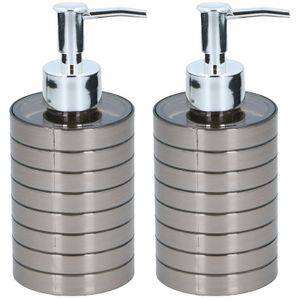 2x Zeeppompjes/zeepdispensers 300 ml zilver