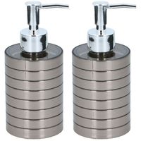 2x Zeeppompjes/zeepdispensers 300 ml zilver - thumbnail