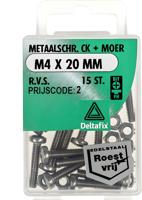 M.schroef moer ck m4x20mm rvs 15st - Deltafix