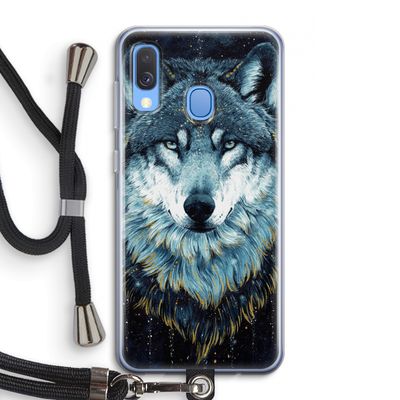 Darkness Wolf: Samsung Galaxy A40 Transparant Hoesje met koord