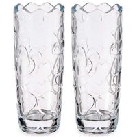 Set van 2x stuks bloemenvazen druppel relief 13,5 x 29 cm van glas