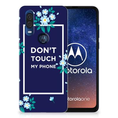 Motorola One Vision Silicone-hoesje Flowers Blue DTMP Motorola One Vision Silicone-hoesje Flowers Blue DTMP