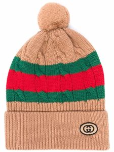 Gucci bonnet Web Stripe en laine - Tons neutres