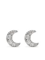 Djula boucles d'oreilles Moon en or blanc 18ct ornées de diamants - Argent - thumbnail