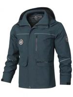 Bon&Bon Men's Windproof Hooded Outdoor Jacket - Black Hiking Trench Coat Grey / XXL