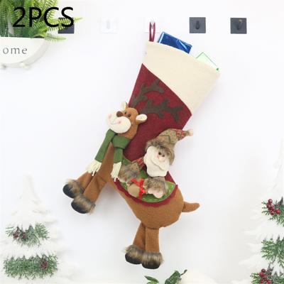 2 stuks CX20226 Santa Claus patroon kerst sok Gift Bag kerstboom hanger decoratie
