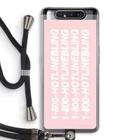 Hotline bling pink: Samsung Galaxy A80 Transparant Hoesje met koord Hotline bling pink: Samsung Galaxy A80 Transparant Hoesje met koord