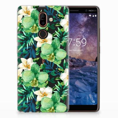 Nokia 7 Plus | TPU Case | Orchidee Groen Nokia 7 Plus | TPU Case | Orchidee Groen