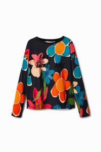 T-shirt met bloemenprint - BLACK - 7/8