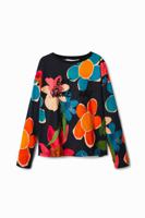 T-shirt met bloemenprint - BLACK - 7/8 - thumbnail