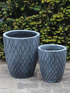 Bloembakken set fiber cement grijs oftewel light cement. Winterhard.