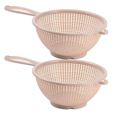Plasticforte Keuken vergiet/zeef - 2x - kunststof - D24 x H11 cm - beige