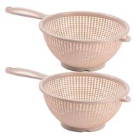 Plasticforte Keuken vergiet/zeef - 2x - kunststof - D24 x H11 cm - beige