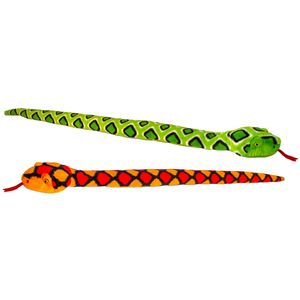 Keel Toys - Pluche knuffel dieren set van 2x slangen rood en groen 100 cm