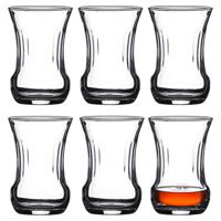 LAV Turkse Theeglazen - 6x stuks - glas - 105 ml - thee/koffie