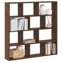 Wandschap kubus 12 vakken bewerkt hout bruin eikenkleur Wandschap kubus 12 vakken bewerkt hout bruin eikenkleur