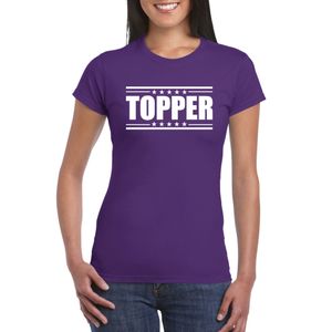 Paars Topper shirt met witte letters dames