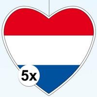 Hangdecoratie hartje van landen vlag Nederland - 5x - H28 cm - EK/WK - versiering - papier
