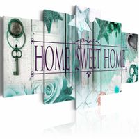 Schilderij - Home Sweet Home - ,  Mintgroen , 5 luik